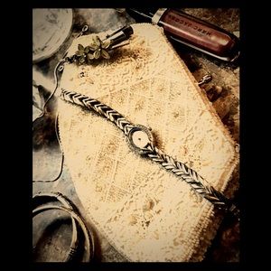 Bella Rose silver rhinestone quarts watch